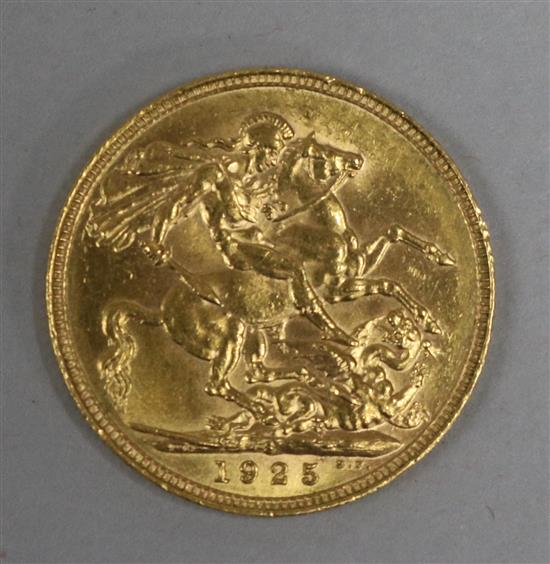 A 1925 gold full sovereign.